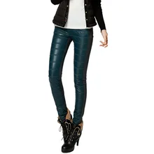 Plus Size XS-4XL Women Lederhosen New Slim Thickening Elastic Warm Capris Patchwork PU Leather Pants Female PU Casual Trousers