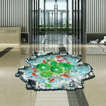 Home Decor Fish Ponds Mural Ground Stickers Decal Room Home Decor wall sticker Home Deco mirror AU13