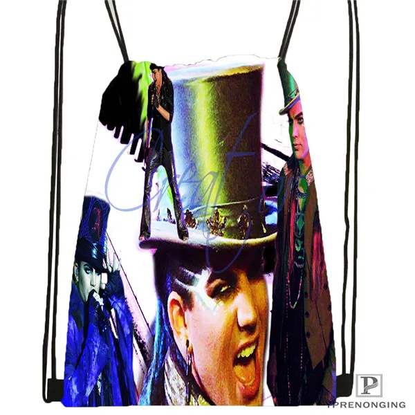 Drawstring Backpack Пользовательские Адам Ламберт походная сумка на шнурке для парня девушку милый рюкзак дети сумка(черный Назад) 31 х 40 см#180531-01-37 - Цвет: Drawstring Backpack