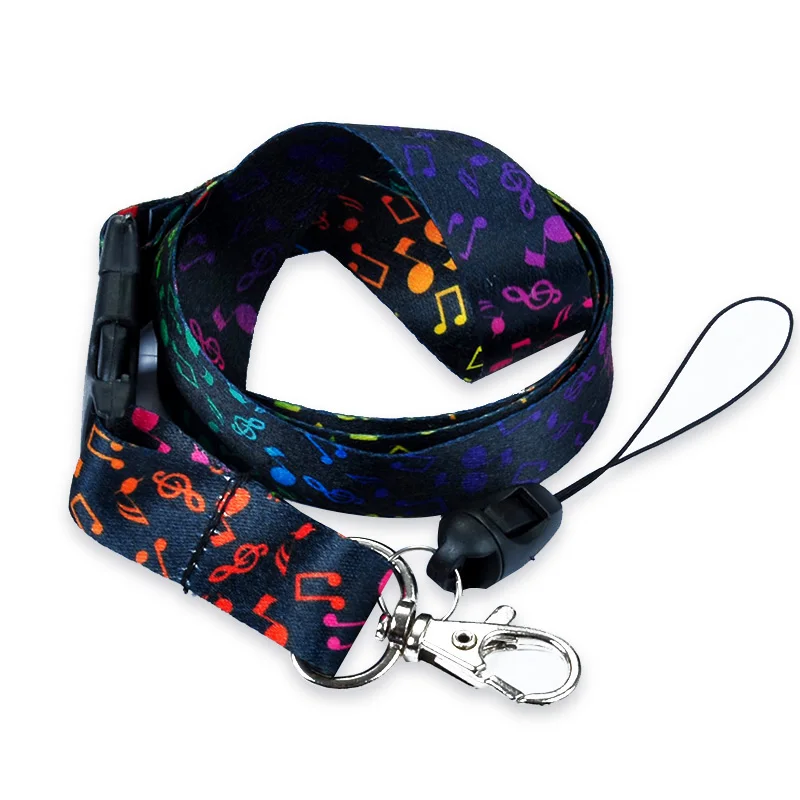 

Wholesale 12pcs Classical Rainbow Music Score Music Note Lanyards Phone Straps Polyester lanyards ID badge holder Free shipping