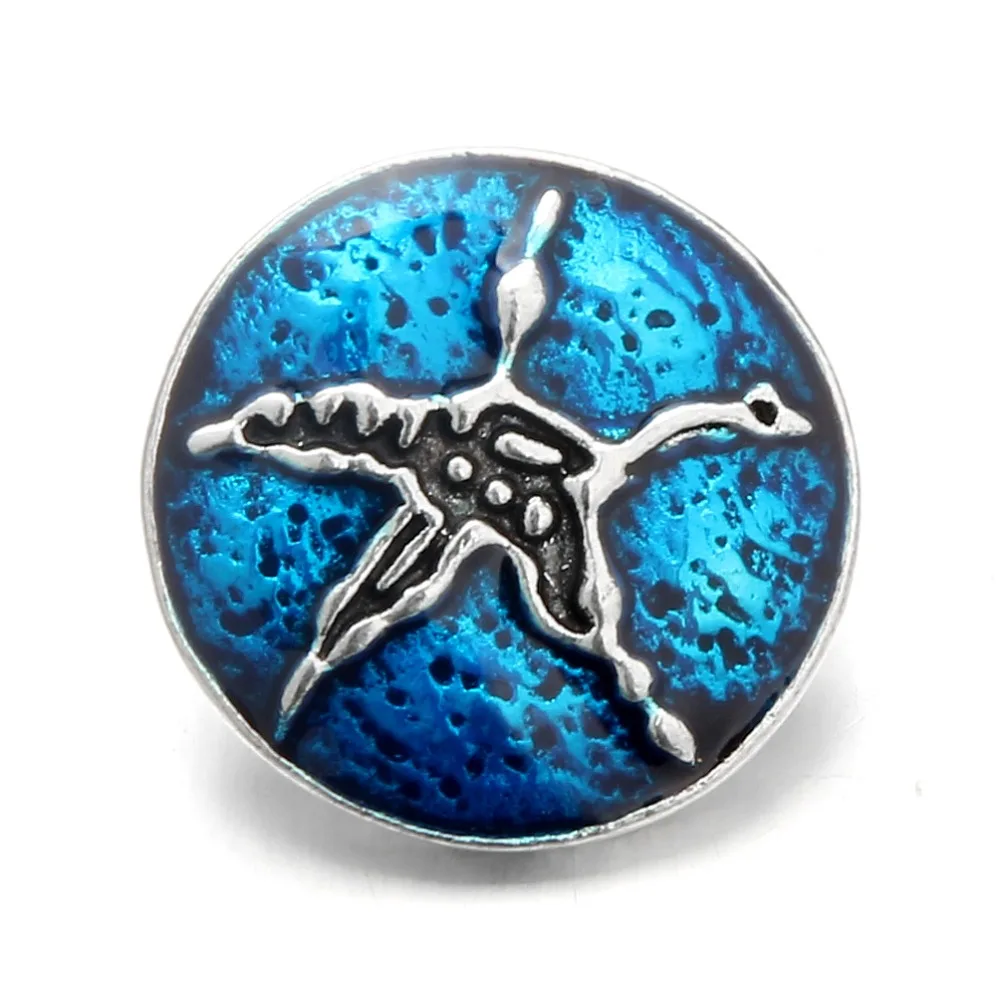 10PCS New Snap Jewelry Starfish 18mm Snap Buttons with Rhinestone Animal Charm Fit Silver Snap