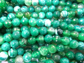 

5strands 4 6 8 10 12 14 16mm high quality Agate gemstone round ball faceted cracked green mixed loose bead