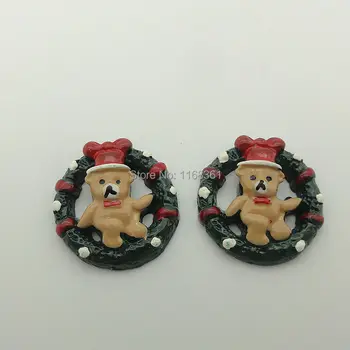

5pcs/lot resin flat back black circle Christmas bear 22mm Scrapbook Embellishment DIY Phone Decoration C112-10