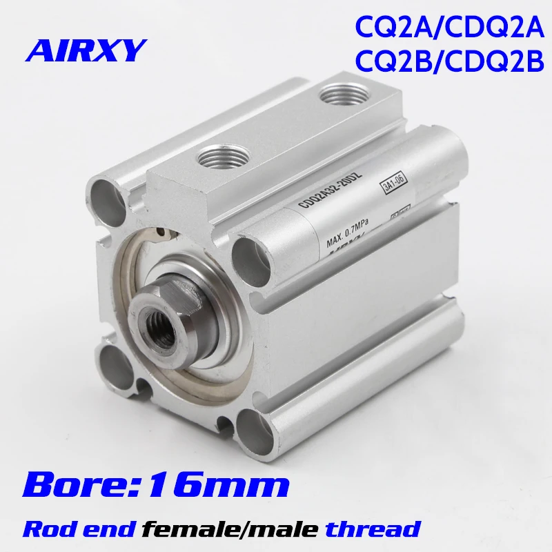 

CQ2A/CQ2B bore 16mm Double Action single rod thin Compact Cylinder rod end female/male thread CDQ2B16-20DZ CDQ2B16-25DMZ