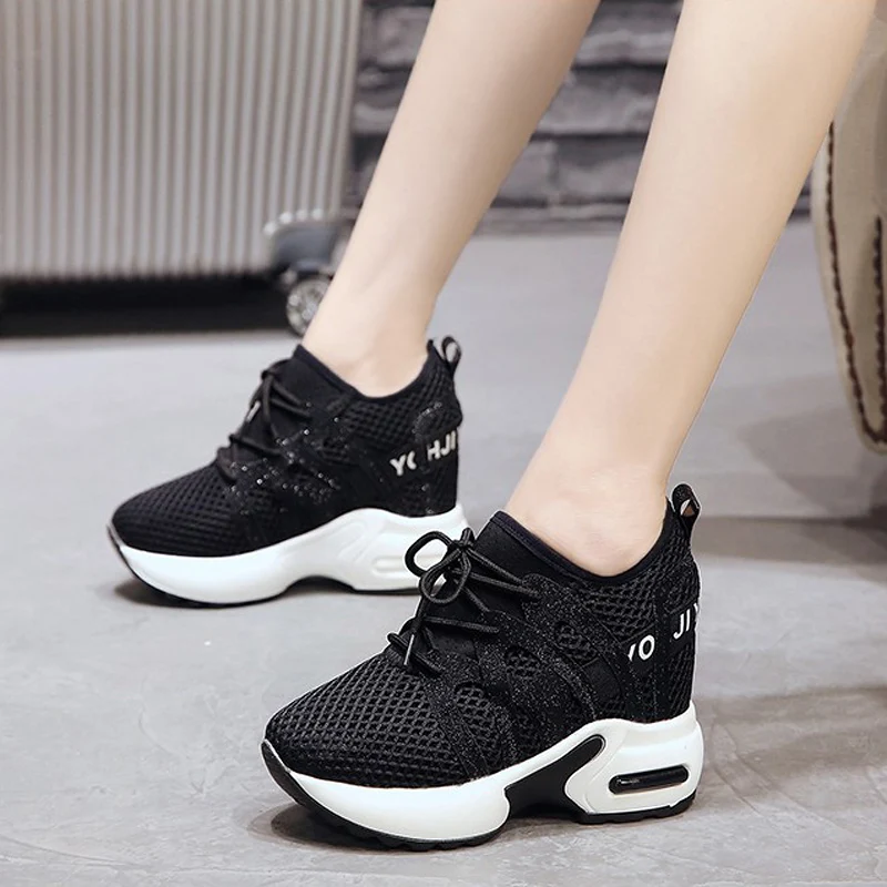 

Women Casual Shoes 8cm Hight Increase Sneakers Mesh Chunky Sneakers Elevator Woman Ladies Creepers Trainers Chaussure Femme