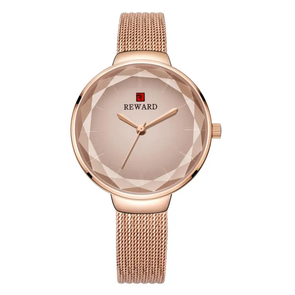 

REWARD Women Watches Top Luxury Brand Ladies Quartz Watches Genuine Pink Gold Watchband Casual Wrist Watches Gift For Girls