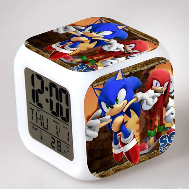 Sonic the Hedgehog светодиодный Будильник хвосты Miles Prower часы reloj despertador цифровые часы Dr. Robotnik horloge digitale Saat - Цвет: Небесно-голубой