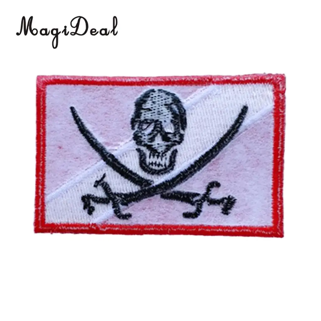MagiDeal Diver Down Flag Patch Backpack Badge Embroidered Iron On Scuba Diving Skull Pirate Emblem Souvenir