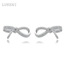 Lukeni Дизайн Романтический Мода Micro инкрустация циркон белый Цвет бантом сладкий темперамент серьги для девочек в подарок ювелирные изделия