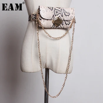 

[EAM] 2020 New Spring Summer Pattern Pu Leather Chain Split Joint Mini-bag Personality Belt Women Fashion Tide All-match JQ869