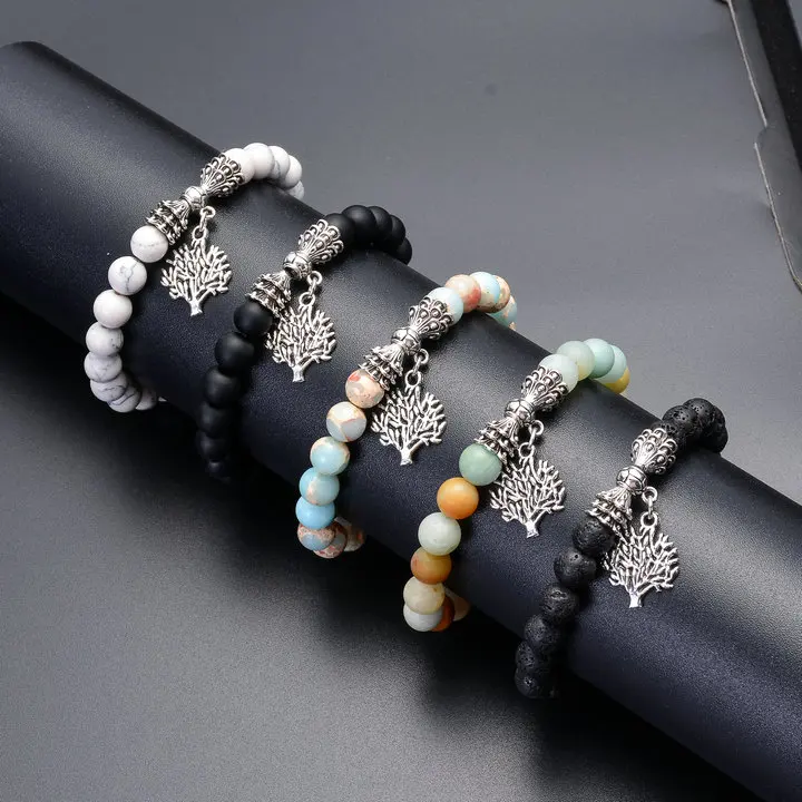 

Bright Moon fashion jewelry Natural Stone Bracelet Men Lava Stone Bracelet Buddha Natural Stone Bracelet Beads for gift