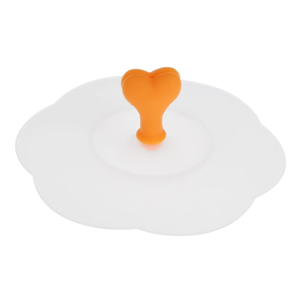 Силиконовая круглая крышка для чашки с разноцветным украшением в виде сердца, крышка для чашки для маленькой чаши, кофейная чайная чашка с крышкой, кухонная посуда для питья - Цвет: Оранжевый