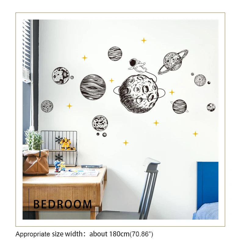 Новые DIY винтажные настенные наклейки планета астронавт домашний декор для гостиной подарок для детской комнаты наклейка плакат QT835