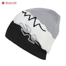 Зимние шапки Женщины и мужчины Двусторонняя кепка Вязаные шапки Теплые хип-хоп лыжные шапочки