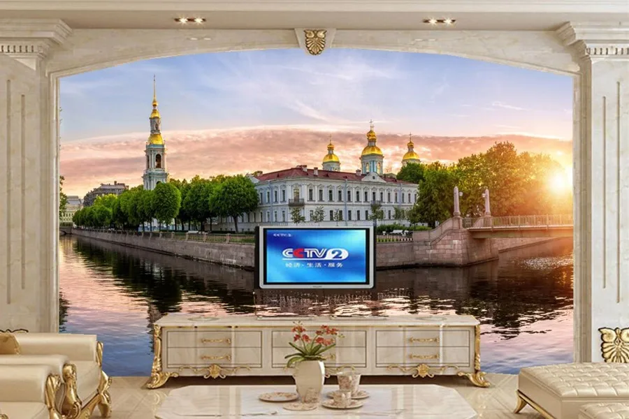 Large 3d murals,Russia St. Petersburg Bridges Temples Canal Cities wallpapers,living room sofa tv wall bedroom papel DE parede