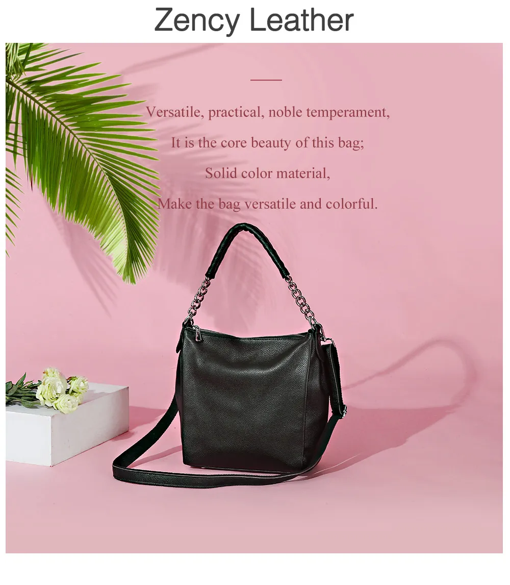 Zency натуральная кожа черная сумка модная женская сумка на плечо высокое качество сумка-тоут кошелек элегантная дамская сумочка через плечо
