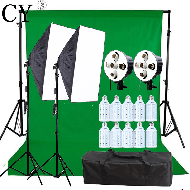 

INNO New 5 Socket Lamp Head 60x90cm Softbox Continuous Lighting Kits With 10pcs 20w LED Corn Light Studio Video Photo Studio Set