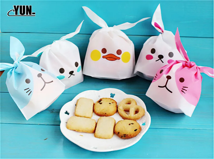 100pcslot Cute panda Ear Cookie Bags Gift Bags For Candy Biscuits Snack Baking Package Wedding Favors Supplies 7D (10)
