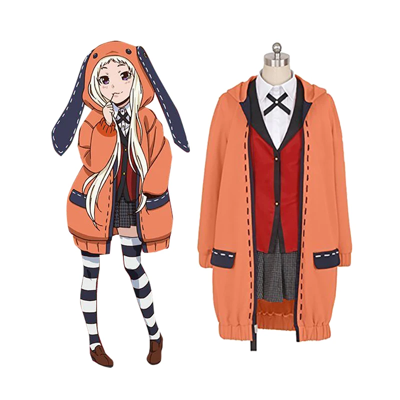 

Anime Kakegurui Yomotsuki Runa JK School Girls Uniform Hoodie+Coat +SHIRT+Skirt Halloween Cosplay Costume for Women