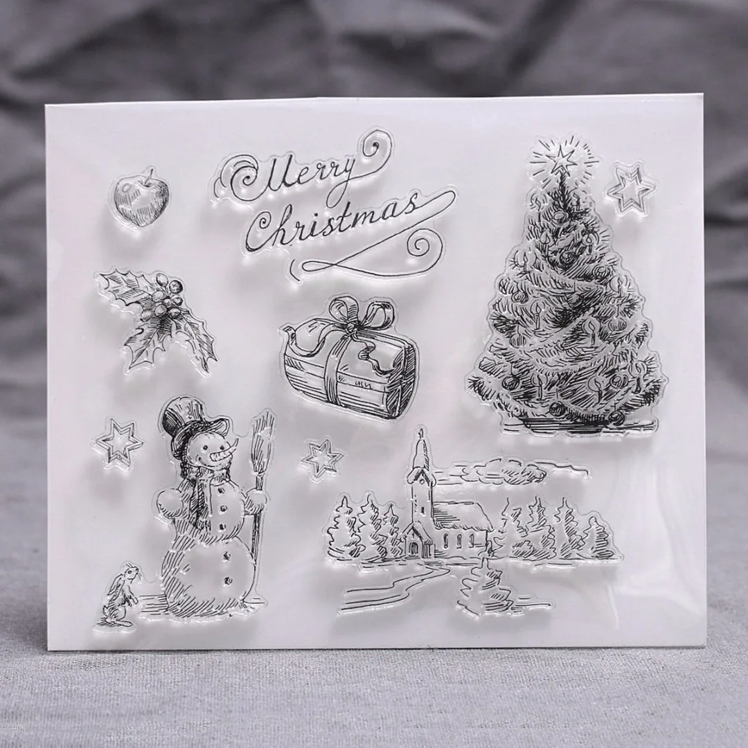 JX-LCLYL 1Pc Christmas Transparent Silicone Rubber Stamp Sheet Cling Scrapbooking DIY New