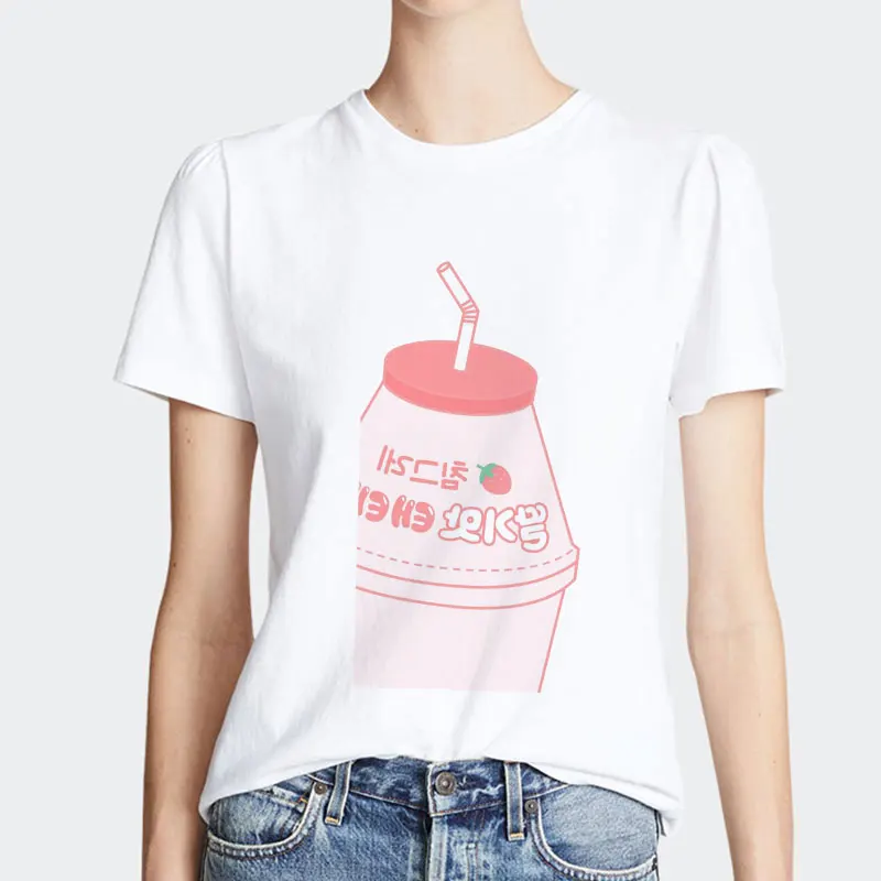 

Summer Women T Shirt Kawaii Harajuku Korean Style Cute Shirt Drinking Printed Tshirt Short Sleeve T-shirt Plus Size Tees Casual