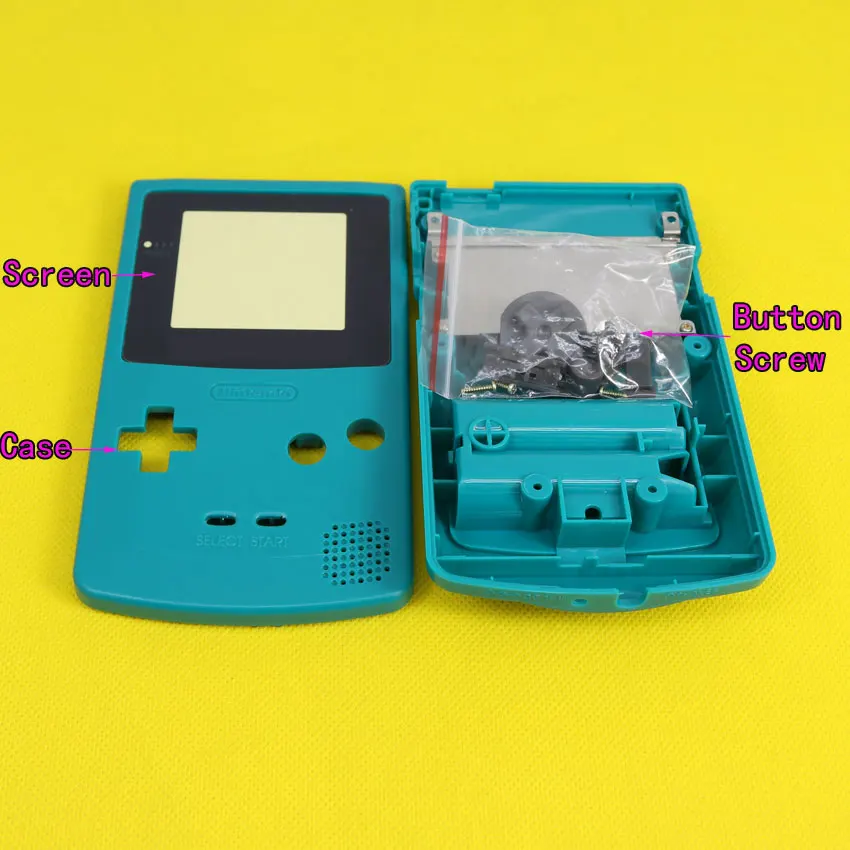Full Housing Repairt Parts Cover for Nintendo GBC Case Pack for Gameboy Color Shell with Screw buttons,4 color