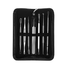 7Pcs Blackhead Remover Tool Kit Facial Pimple Removal Tools Blemish Extractor Acne Needle Clip Tweezer Set Face Skin Care Tools