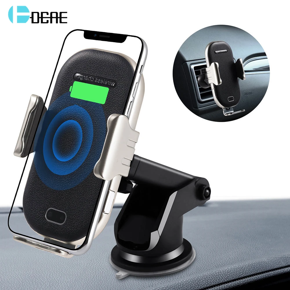 DCAE Automatic Clamping Qi Wireless Car Charger Mount Phone Holder Air Vent 10W Fast Charging For iPhone X XS XR 8 Samsung S10