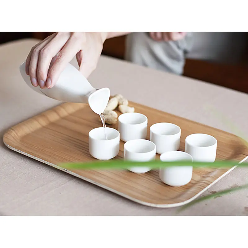 7Pcs Ceramics Japanese Sake Pot Cups Set Home Kitchen Flagon Liquor Cup Drinkware Spirits Hip Flasks Sake White Wine Pot Gifts