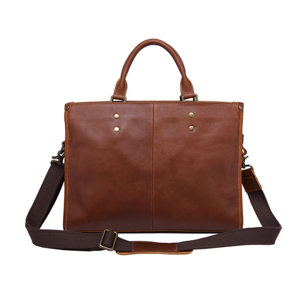 

Retro Men's Genuine Leather Handbag Fashion Large Capacity 16 Inch Computer Bag Multi-function Cow Leather Single Shoulder Bag