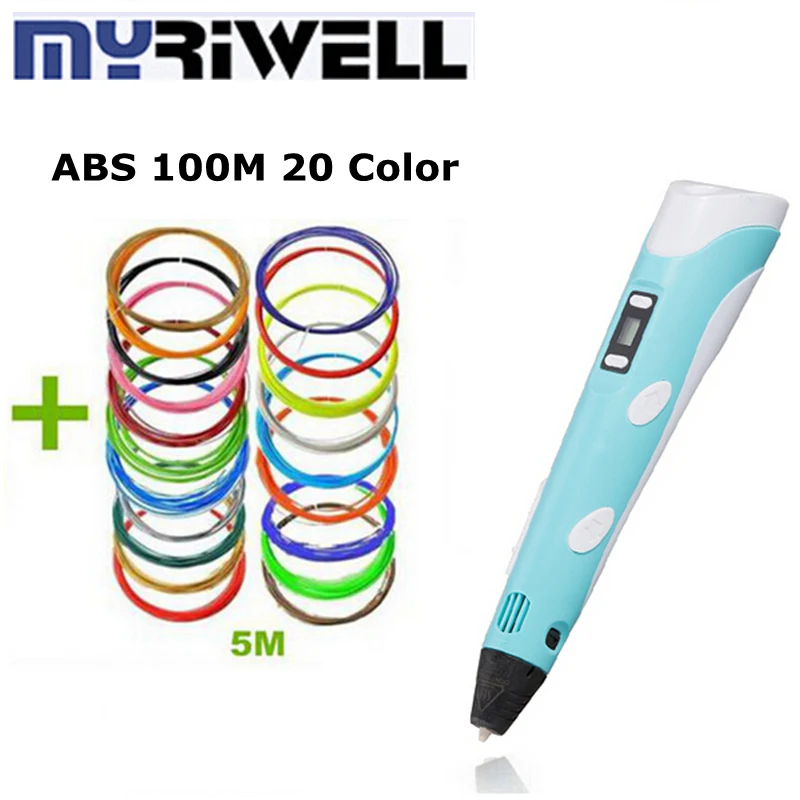 High Quality 3D Pen Stereo Drawing Printer Pens 3D Kids Best Gift Original Myriwell Pen 3d model 1.75mm ABS Filaments 20 color