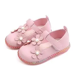 Обувь для младенцев платье для малышей, девочек обувь с милыми цветами для девочек тапочки на нескользящей мягкой подошве от 0 до 2 лет;