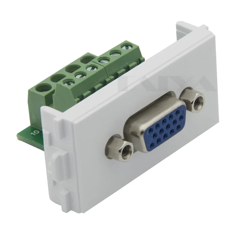 

3+6 VGA connector wall plate with backside screw connection