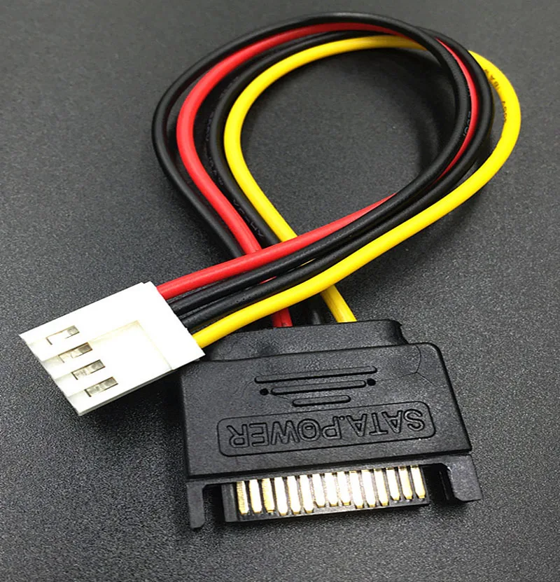 20cm Floppy Drive 4Pin To SATA Male Power Cable Adapter SATA 15PIN To 