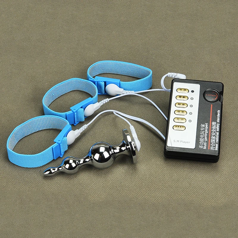 Sex Product Electro Shock Metal Beads Anal Plug Massager &amp Electric Time Delay Penis Stimulator Cock Ring Toys For - Цена: 844,47 руб.