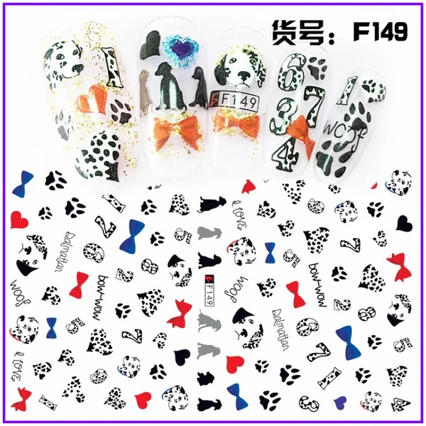 UPRETTEGO супер тонкий самоклеющийся 3D дизайн ногтей слайдер стикер мультфильм панда кошка собака улыбающиеся лица драгоценный камень F145-154 - Цвет: F149