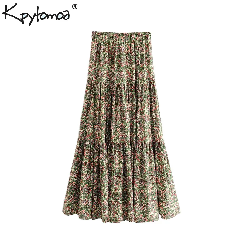 

Vintage Stylish Floral Print Pleated Maxi Skirt Women 2019 Fashion A Line Elastic Waist Ladies Skirts Casual Faldas Mujer