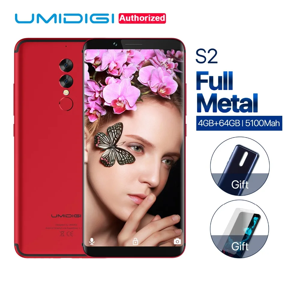 UMIDIGI S2 6.0&quot Full Screen 18:9 4GB+64GB 5100Mah Battery Touchscreen Smartphone Fingerprint Dual Camera Helio P20 Mobile Phone |