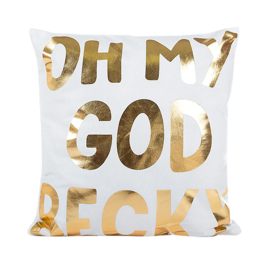 New Luxury Gold Foil Printing Cover of Pillow Soft Waist Throw Pillow Cover Home Gold and white Color Pillow Case PP23