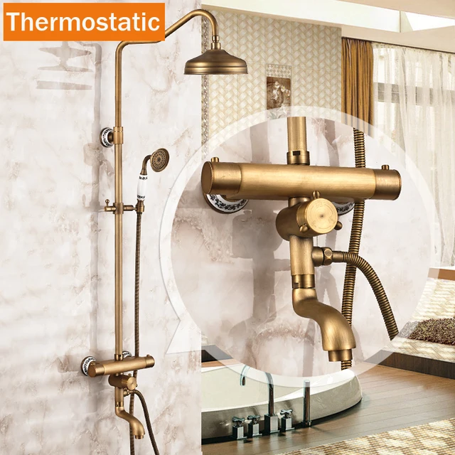 Best Quality Wall Mounted Two Handle Thermostatic Shower Mixer Best Quality Wall Mounted Two Handle Thermostatic Shower Mixer Faucet Bath Set Handshower