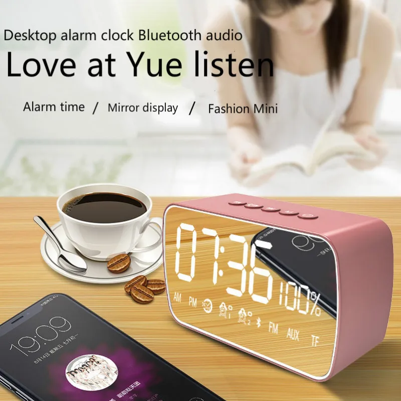 

LED Display Digital Strap FM Radio Alarm Clock Multifunction Intelligent Wireless Bluetooth Clock with Speakers Home Mini