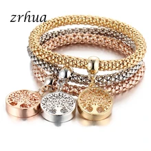 ZRHUA 3 шт. Набор браслетов попкорн Сова Сердце Шарм в виде музыкальной ноты браслеты для женщин талисманы Feminina мальчик и девочка ювелирные изделия