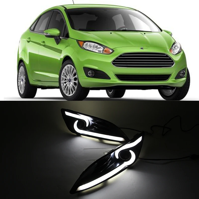 Car Flashing 1 set For Ford Fiesta 2013 2014 2015 2016 LED DRL Daytime running light Led fog