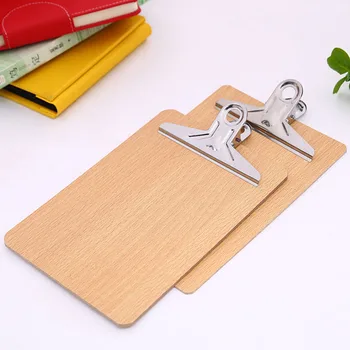 

1pc A4 Wooden Clipboard File Folder Stationary Board Hard Board Writing Plate Clip Document Bag File Folder Clipboard