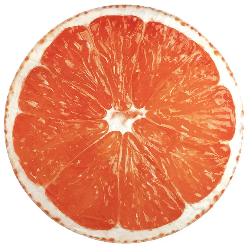 WHQ Round Beach Towel MICROFIBER SHOWER BATH TOWELS Orange Lemon Printed Circle Summer Bath Towels for Adults Shawl Mat 150CM