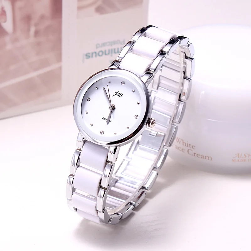 Акция, Настоящее розовое золото, брендовые Ретро студенческие женские модные часы с керамическим браслетом, женские кварцевые часы - Цвет: Белый