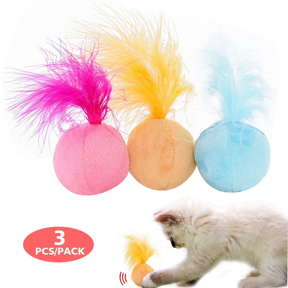 3pcs Feather Cat Toys Funny Interactive Catnip Teaser Toys For Cats