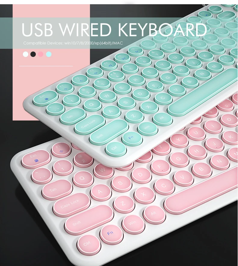 fio chaves do teclado de nós prendeu teclado de usb de tamanho completo com chaves silenciosas para