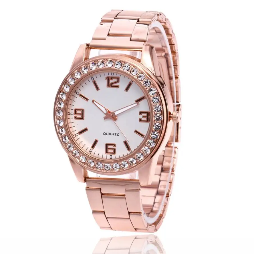 

Female Women Luxry Watch Fashion rhinestones Diamend Dial Stainless Steel Band Quartz Round Wrist Watch Watches reloj mujer A0