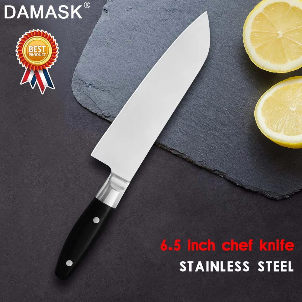 Дамасский кухонный нож 6,5 дюймов Профессиональный японский нож для приготовления пищи 7Cr17 нож из нержавеющей стали для мяса Santoku Прямая поставка
